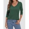 imageATHMILE Womens 2026 Fall Long Sleeve Shirts Basic Apparel Shirts Trendy V Neck Tshirt for Women Curved Hem TopsDark Green