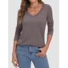 imageATHMILE Womens 2026 Fall Long Sleeve Shirts Basic Apparel Shirts Trendy V Neck Tshirt for Women Curved Hem TopsGray Purple