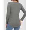 imageATHMILE Womens 2026 Fall Long Sleeve Shirts Basic Apparel Shirts Trendy V Neck Tshirt for Women Curved Hem TopsGrey