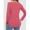 imageATHMILE Womens 2026 Fall Long Sleeve Shirts Basic Apparel Shirts Trendy V Neck Tshirt for Women Curved Hem TopsHot Pink