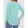 imageATHMILE Womens 2026 Fall Long Sleeve Shirts Basic Apparel Shirts Trendy V Neck Tshirt for Women Curved Hem TopsLake Green