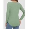 imageATHMILE Womens 2026 Fall Long Sleeve Shirts Basic Apparel Shirts Trendy V Neck Tshirt for Women Curved Hem TopsLight Green