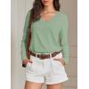 imageATHMILE Womens 2026 Fall Long Sleeve Shirts Basic Apparel Shirts Trendy V Neck Tshirt for Women Curved Hem TopsLight Green