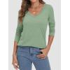 imageATHMILE Womens 2026 Fall Long Sleeve Shirts Basic Apparel Shirts Trendy V Neck Tshirt for Women Curved Hem TopsLight Green