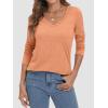 imageATHMILE Womens 2026 Fall Long Sleeve Shirts Basic Apparel Shirts Trendy V Neck Tshirt for Women Curved Hem TopsLight Orange