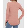 imageATHMILE Womens 2026 Fall Long Sleeve Shirts Basic Apparel Shirts Trendy V Neck Tshirt for Women Curved Hem TopsPink