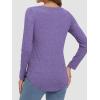 imageATHMILE Womens 2026 Fall Long Sleeve Shirts Basic Apparel Shirts Trendy V Neck Tshirt for Women Curved Hem TopsPurple