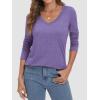 imageATHMILE Womens 2026 Fall Long Sleeve Shirts Basic Apparel Shirts Trendy V Neck Tshirt for Women Curved Hem TopsPurple