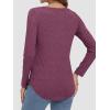 imageATHMILE Womens 2026 Fall Long Sleeve Shirts Basic Apparel Shirts Trendy V Neck Tshirt for Women Curved Hem TopsPurple Red