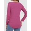 imageATHMILE Womens 2026 Fall Long Sleeve Shirts Basic Apparel Shirts Trendy V Neck Tshirt for Women Curved Hem TopsRose Red