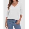 imageATHMILE Womens 2026 Fall Long Sleeve Shirts Basic Apparel Shirts Trendy V Neck Tshirt for Women Curved Hem TopsWhite