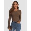 imageATHMILE Womens Long Sleeve CrewneckV Neck Ribbed Tops Fall Fitted Stretch Casual Basic T Shirts 2026Abrown
