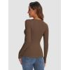 imageATHMILE Womens Long Sleeve CrewneckV Neck Ribbed Tops Fall Fitted Stretch Casual Basic T Shirts 2026Abrown