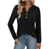 imageATHMILE Long Sleeve Shirts for Women 2026 Fall Outfits Henley Dressy Casual Tops Trendy Blouses Cute TShirts Fashion ClothesBlack