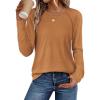 imageATHMILE Long Sleeve Shirts for Women Fall Outfit 2026 Fashion Casual T Shirt Round Neck Basic Loose Tunic TopsBurnt Orange