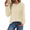 imageATHMILE Long Sleeve Shirts for Women Fall Outfit 2026 Fashion Casual T Shirt Round Neck Basic Loose Tunic TopsCream