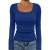 imageATHMILE Womens Scoop Neck Long Sleeve Tops Fashion Ribbed Knit Shirts Slim Fitted Casual Basic Tee T Shirt for Women 2026Aroyal Blue