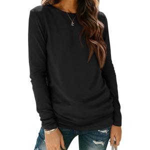imageATHMILE Womens Long Sleeve Shirts Basic Tee Fall Trendy Spring Top Business Casual Beach Vacation Workout 2026 FashionBlack