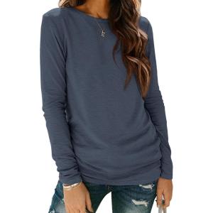 imageATHMILE Womens Long Sleeve Shirts Basic Tee Fall Trendy Spring Top Business Casual Beach Vacation Workout 2026 FashionDark Blue