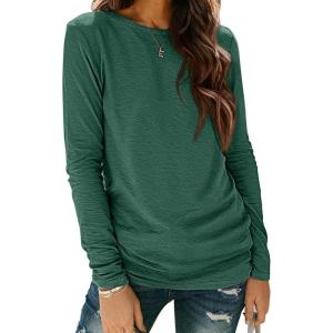 imageATHMILE Womens Long Sleeve Shirts Basic Tee Fall Trendy Spring Top Business Casual Beach Vacation Workout 2026 FashionDark Green
