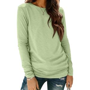 imageATHMILE Womens Long Sleeve Shirts Basic Tee Fall Trendy Spring Top Business Casual Beach Vacation Workout 2026 FashionFruit Green