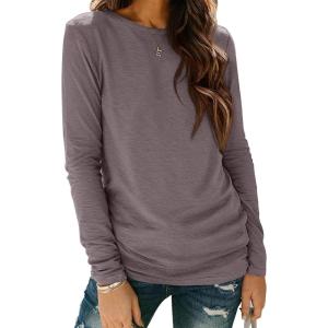 imageATHMILE Womens Long Sleeve Shirts Basic Tee Fall Trendy Spring Top Business Casual Beach Vacation Workout 2026 FashionGray Purple
