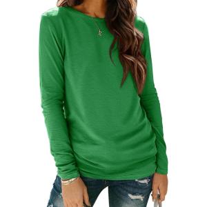 imageATHMILE Womens Long Sleeve Shirts Basic Tee Fall Trendy Spring Top Business Casual Beach Vacation Workout 2026 FashionGreen