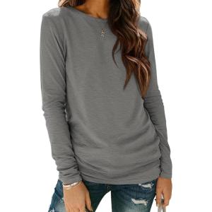 imageATHMILE Womens Long Sleeve Shirts Basic Tee Fall Trendy Spring Top Business Casual Beach Vacation Workout 2026 FashionGrey