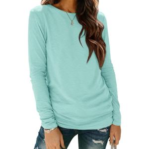 imageATHMILE Womens Long Sleeve Shirts Basic Tee Fall Trendy Spring Top Business Casual Beach Vacation Workout 2026 FashionLake Green