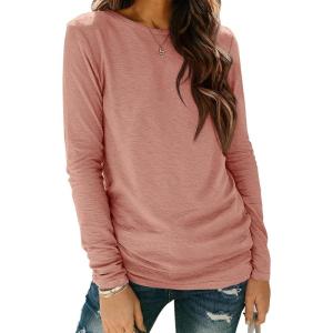 imageATHMILE Womens Long Sleeve Shirts Basic Tee Fall Trendy Spring Top Business Casual Beach Vacation Workout 2026 FashionPink
