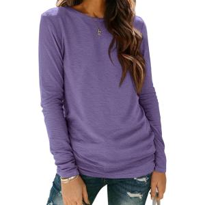 imageATHMILE Womens Long Sleeve Shirts Basic Tee Fall Trendy Spring Top Business Casual Beach Vacation Workout 2026 FashionPurple