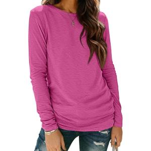 imageATHMILE Womens Long Sleeve Shirts Basic Tee Fall Trendy Spring Top Business Casual Beach Vacation Workout 2026 FashionRoseo