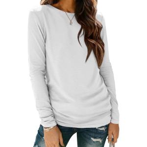imageATHMILE Womens Long Sleeve Shirts Basic Tee Fall Trendy Spring Top Business Casual Beach Vacation Workout 2026 FashionWhite