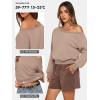 imageATHMILE Womens Off the Shoulder Sweatshirt Crop Top Long Sleeve Pullover Comfy Sexy Y2K Casual Fall Outfits 2026Coffee Grey