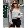 imageATHMILE Womens Off the Shoulder Sweatshirt Crop Top Long Sleeve Pullover Comfy Sexy Y2K Casual Fall Outfits 2026Gray