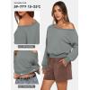 imageATHMILE Womens Off the Shoulder Sweatshirt Crop Top Long Sleeve Pullover Comfy Sexy Y2K Casual Fall Outfits 2026Gray Blue