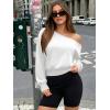 imageATHMILE Womens Off the Shoulder Sweatshirt Crop Top Long Sleeve Pullover Comfy Sexy Y2K Casual Fall Outfits 2026White