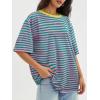 imageATHMILE Womens Oversized T Shirts Casual Tee Workout Tops Gym Clothes Summer Loose Fit Short Sleeve Graphics Basic Y2K 2026Striped Pink  Green
