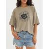 imageATHMILE Womens Oversized T Shirts Casual Tee Workout Tops Gym Clothes Summer Loose Fit Short Sleeve Graphics Basic Y2K 2026Sunflower Print Khaki