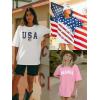 imageATHMILE Womens Oversized T Shirts Casual Tee Workout Tops Gym Clothes Summer Loose Fit Short Sleeve Graphics Basic Y2K 2026Usa Flag