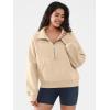 imageATHMILE Womens Sweatshirts Half Zip Cropped Pullover Fleece Quarter Zipper Hoodies 2026 Fall Fashion Outfits ClothesApricot