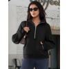imageATHMILE Womens Sweatshirts Half Zip Cropped Pullover Fleece Quarter Zipper Hoodies 2026 Fall Fashion Outfits ClothesBlack