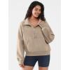 imageATHMILE Womens Sweatshirts Half Zip Cropped Pullover Fleece Quarter Zipper Hoodies 2026 Fall Fashion Outfits ClothesCoffeegrey
