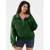 imageATHMILE Womens Sweatshirts Half Zip Cropped Pullover Fleece Quarter Zipper Hoodies 2026 Fall Fashion Outfits ClothesDarkgreen