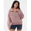 imageATHMILE Womens Sweatshirts Half Zip Cropped Pullover Fleece Quarter Zipper Hoodies 2026 Fall Fashion Outfits ClothesDarkpink