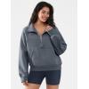imageATHMILE Womens Sweatshirts Half Zip Cropped Pullover Fleece Quarter Zipper Hoodies 2026 Fall Fashion Outfits ClothesGreyblue