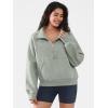 imageATHMILE Womens Sweatshirts Half Zip Cropped Pullover Fleece Quarter Zipper Hoodies 2026 Fall Fashion Outfits ClothesGreygreen