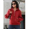 imageATHMILE Womens Sweatshirts Half Zip Cropped Pullover Fleece Quarter Zipper Hoodies 2026 Fall Fashion Outfits ClothesRed