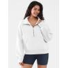 imageATHMILE Womens Sweatshirts Half Zip Cropped Pullover Fleece Quarter Zipper Hoodies 2026 Fall Fashion Outfits ClothesWhite