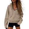 imageATHMILE Womens Sweatshirts Half Zip Cropped Pullover Fleece Quarter Zipper Hoodies 2026 Fall Fashion Outfits ClothesCoffeegrey